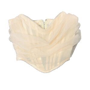 Salty Womens Chiffon Boned Corset Top Size S Peach Angelcore Romantic WhimsiGoth